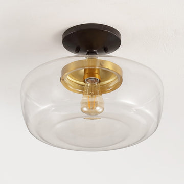 Marfa 14" Glass/Iron Farmhouse Modern LED Flush Mount